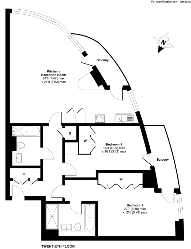Floorplan of Charrington Tower, Blackwall, Canary Wharf, London, E14 9BF