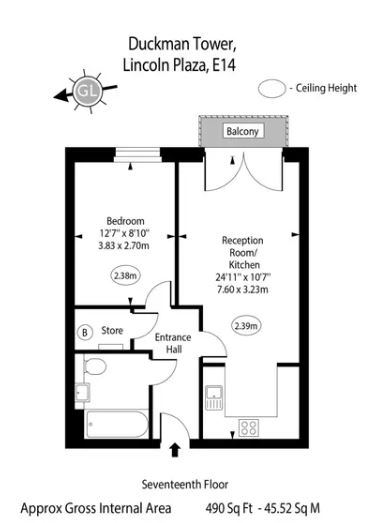 Floorplan of Duckman Tower, Lincoln Plaza, Canary Wharf, London, E14 9BL